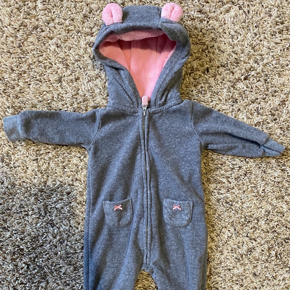 carters fleece jumpsuit mouse